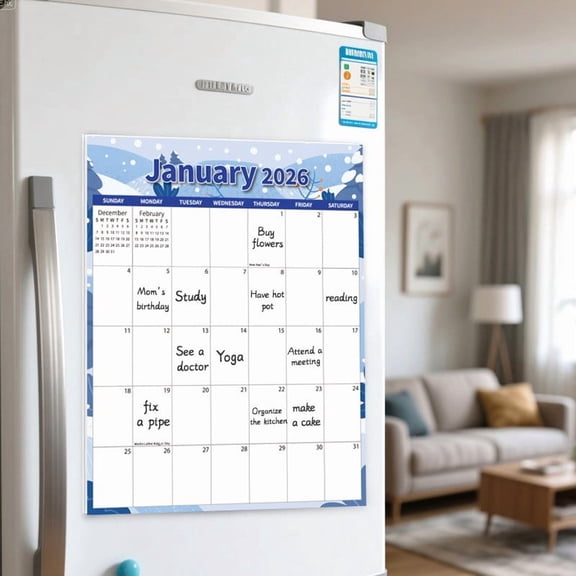 RuiJiao Tear-off Pad Magnetic Calendar for Refrigerator 2026 Fridge Calendar 12 Monthly Refrigerator Calendar for Fridge Wall and Refrigerator Organization
