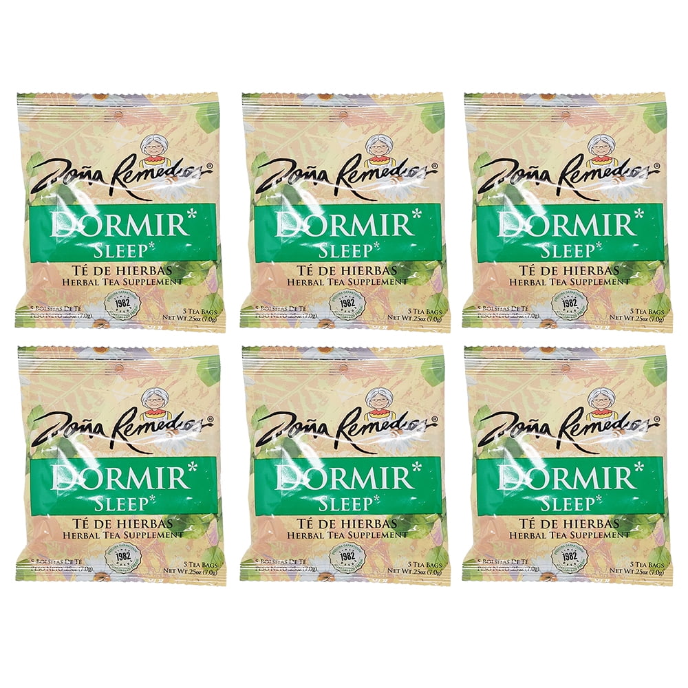 Dona Remedios Natural Sleep Remedy Tea. Valerian Root and Chamomile. Herbal Supplement. 5 Teabags. 0.25 oz. Pack of 6