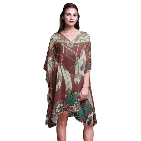 Phagun Beach Kaftan Bikini Cover up Women Midi Dress Short Caftan-4X-5X