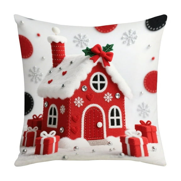 YIKA Santa Claus Christmas Tree Snowflake Elk pillow Christmas Pillow Covers 17.7x17.7 Inches Decorative Pillow Cases With Soft Fabric Hidden Zipper For Home Decor Cushion Throw Pillow B