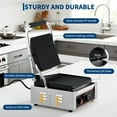 thumbnail image 3 of Garvee Commercial 1800W Panini Press, Adjustable Temp, 9x9" Stainless Steel Grill for Sandwiches/Burgers, 3 of 7