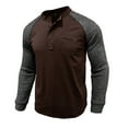 thumbnail image 2 of Jalioing Chemise Décontractée à Manches Longues pour Hommes, T-Shirt à Blocs de Couleur à Col Rond avec Boutons, Hauts Classiques de Mode d'Automne, 2 of 6
