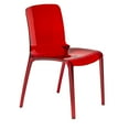 thumbnail image 2 of LeisureMod Murry Modern Lightweight Stackable Dining Side Chair in Transparent Red, Set of 2, 2 of 10