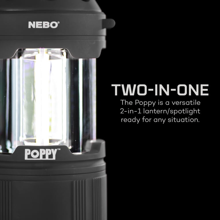 NEBO Poppy 300 Lumen Gray Lantern and 150 Lumen Spotlight, Battery