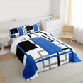 thumbnail image 3 of Manfei Blue White Abstract Bedding Comforter Set, Chic Minimalism Twin Comforter Sets, Teen Child Kid Adult Reversible Bedding Set, Lightweight Room Decor, 2-Piece, 3 of 8