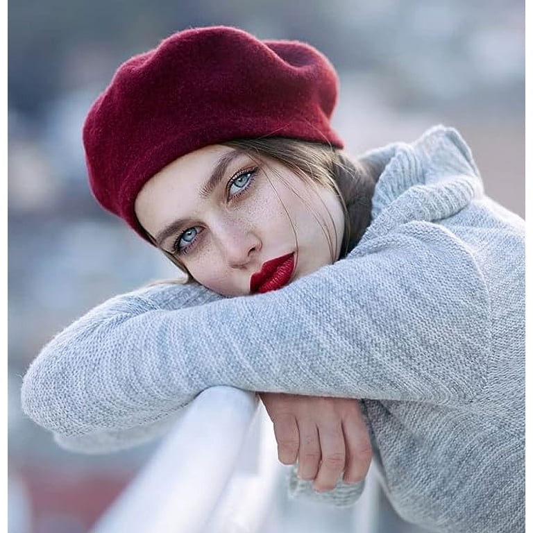 AWAYTR Women French Wool Beret Hats - Solid Color Classic  display picture 1