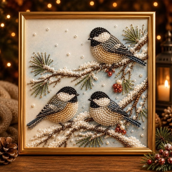 Christmas Diamond Painting Kit 9.8 x 9.8 Inch,DIY Pearl Painting Wall Decor Set with Holiday Design,Diamond Art Kit for Adults,Sparkling Bead Art Project for Seasonal Decoration and Handmade Artwork