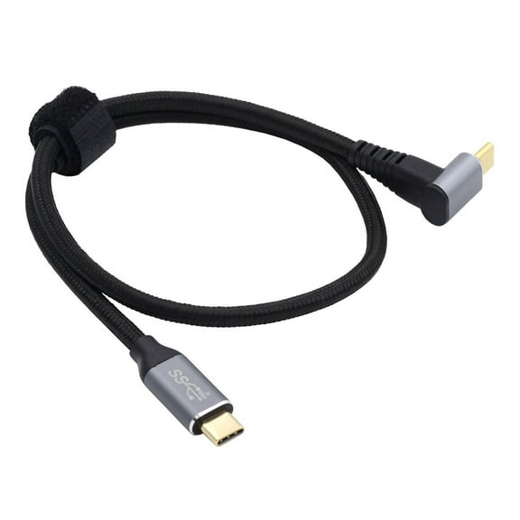 FVH 1.0M 90 Degree Up Down Angled Type-C USB-C Male to Male USB3.1 10Gbps 100W Data Cable for Laptop Phone