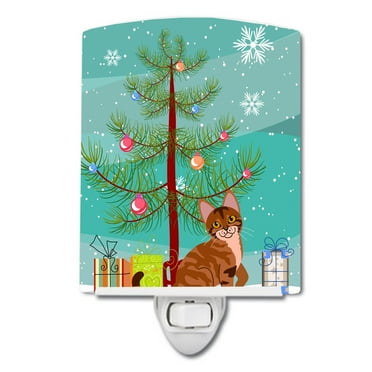 Caroline's Treasures BB4431CNL Sokoke Cat Merry Christmas Tree Ceramic Night Light, 6x4x3", multicolor