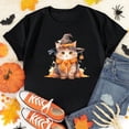 thumbnail image 1 of Divertido Y Lindo Estampado De Halloween Nuevo Negro Señoras top Moda Manga Corta Blanco Camiseta Rosa Primavera Y Verano Ropa Regalos, 1 of 3