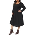thumbnail image 4 of Agnes Orinda Women's Plus Size Long Sleeve Dress Square Neck Pockets Casual Flowy A Line Midi Knit Dresses 4X Black, 4 of 6