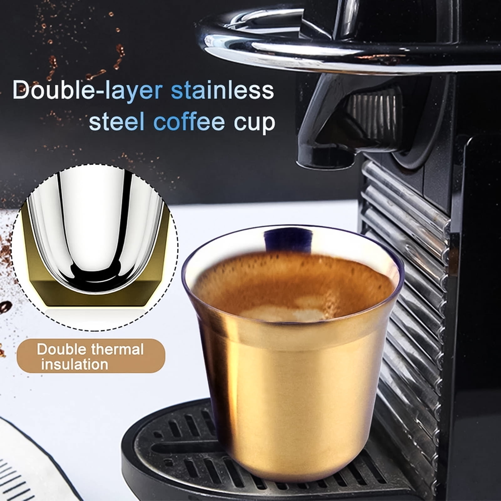 80ml Double Wall Stainless Steel Espresso Cup Insulation Nespresso