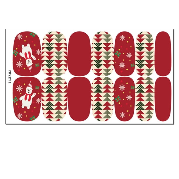 Xihbxyly Pegatinas Navideñas para Uñas, Autoadhesivas de Fácil Aplicación, con Bonitos Diseños de Papá Noel y Copos de Nieve, Material Duradero para Un Uso Prolongado, Ideal para Fiestas o Decoración