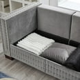 thumbnail image 5 of Eyisean 61" Velvet Modern Loveseat Sofa for Living Room, 2-Seater Upholstered Tufted Couch with Nailhead Arms & Pillow, Removable/Washable Cushion, Cloud Couch with Storage Space, 5 of 8
