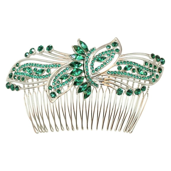 Faship Gorgeous Green  Rhinestone Crystal Huge Big Floral Hair Comb