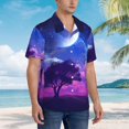 thumbnail image 3 of Balery Dreamy Colorful Starry Sky Camisas hawaianas de manga corta para hombre, camisas playeras de corte holgado, camisas de vacaciones con botones,Large, 3 of 7
