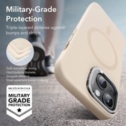 ESR iPhone 15 Pro Max Case Cloud Silicone MagSafe with Stash Stand Military-Grade Protection, Tan