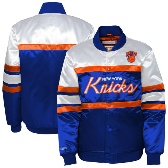 Youth Mitchell & Ness Blue New York Knicks Satin Full-Snap Jacket