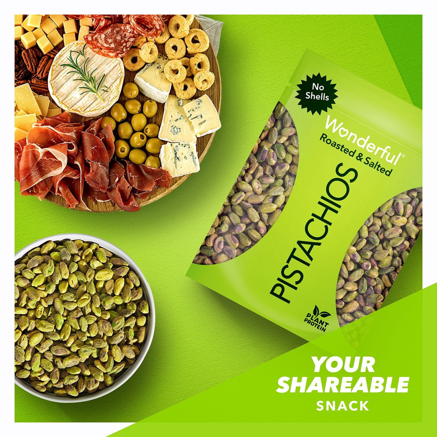 Wonderful Shelled Roasted Salted Pistachios, 24 oz. with bowl by OMA