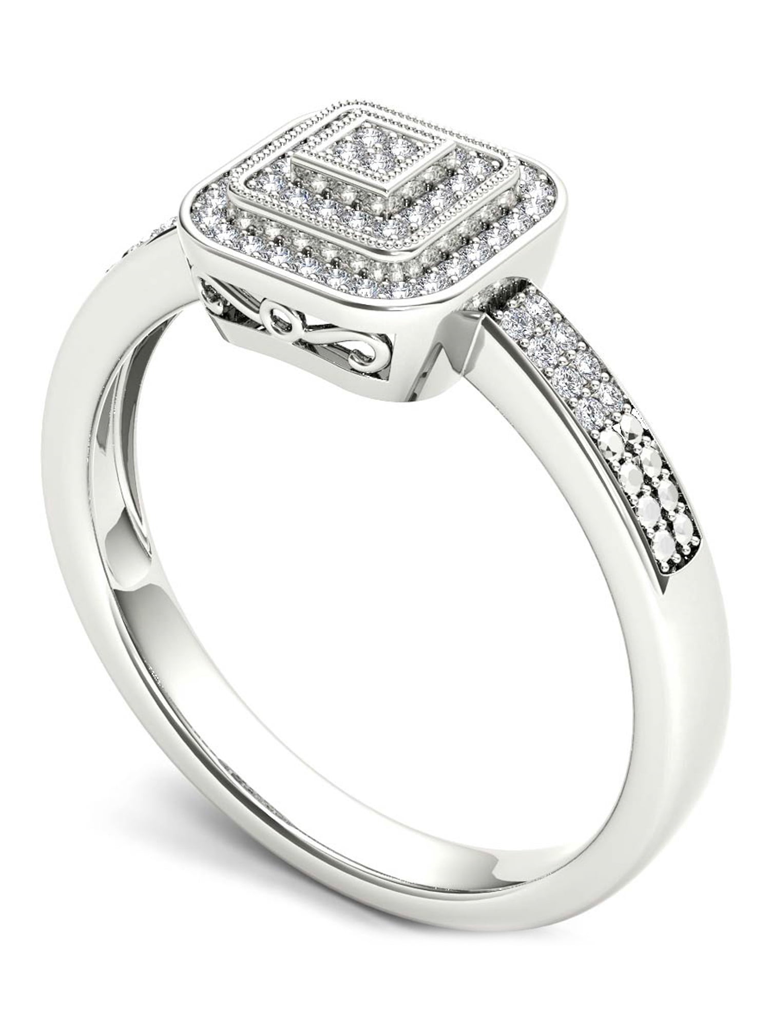 1/6 Carat T.W. Diamond Double Halo Cluster 10kt White Gold Engagement Ring