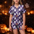 thumbnail image 2 of Leey-World Girls Halloween Pajamas Girls Pajama Set With Cute Print Home Short Sleeve Shorts Pajama Set Pjs for Girls 2T 3T 4T 5T 6T 7T 8T, 2 of 6