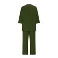 thumbnail image 5 of Likimi Two Piece Sets For Women Crew Neck 3/4 Sleeve Solid Color Shirts With Pants Spring Summer Outfit Set Army Green Size 4Xl, 5 of 7