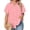 Pink, variant on Sewkxo Women Blouses Short Sleeve Button Down Shirts Plus Size Casual Tops Solid Color Tees Business Crew Neck Blouse Summer Loose Fit Collared Cloth,Black 2XL