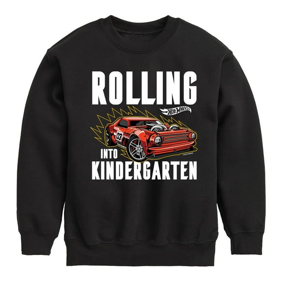 Hot Wheels - Rolling Into Kindergarten - Youth Crewneck Fleece Sweatshirt