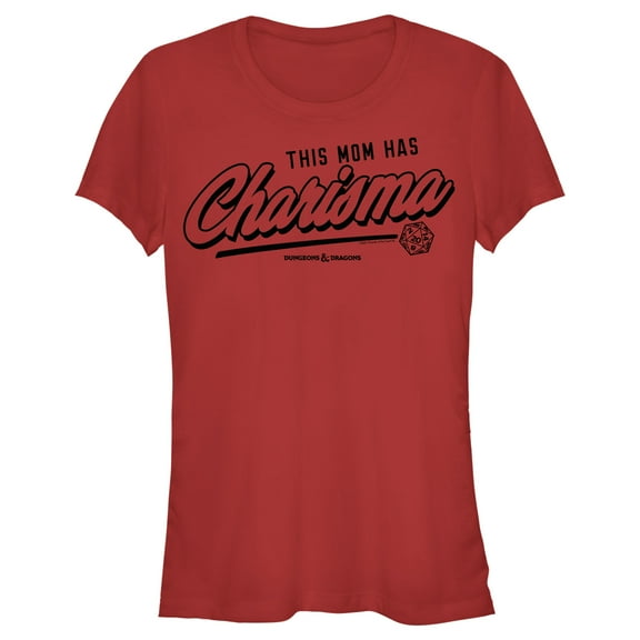 Junior's Dungeons & Dragons This Mom Has Charisma Graphic Tee Red Medium