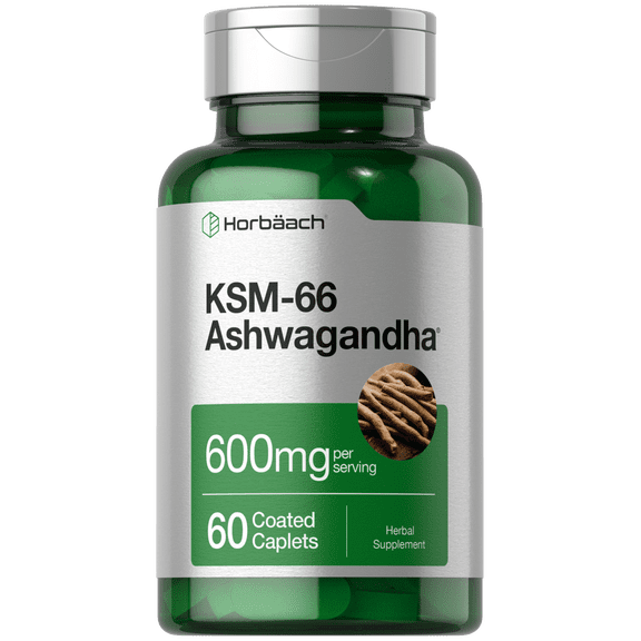 KSM-66 Ashwagandha 600mg | 60 Caplets | Vegan Supplement for Men and Women | by Horbaach