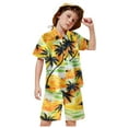 thumbnail image 3 of TOOYOU Toddler Boys 2-Piece Outfits Sets Short Sleeve Summer Casual Tops Hawaii Beach Holiday Floral Shirts T Shirt Shorts Outfits Boys Clothing Set For Daily Wear Size 7-8 Years Yellow, 3 of 5