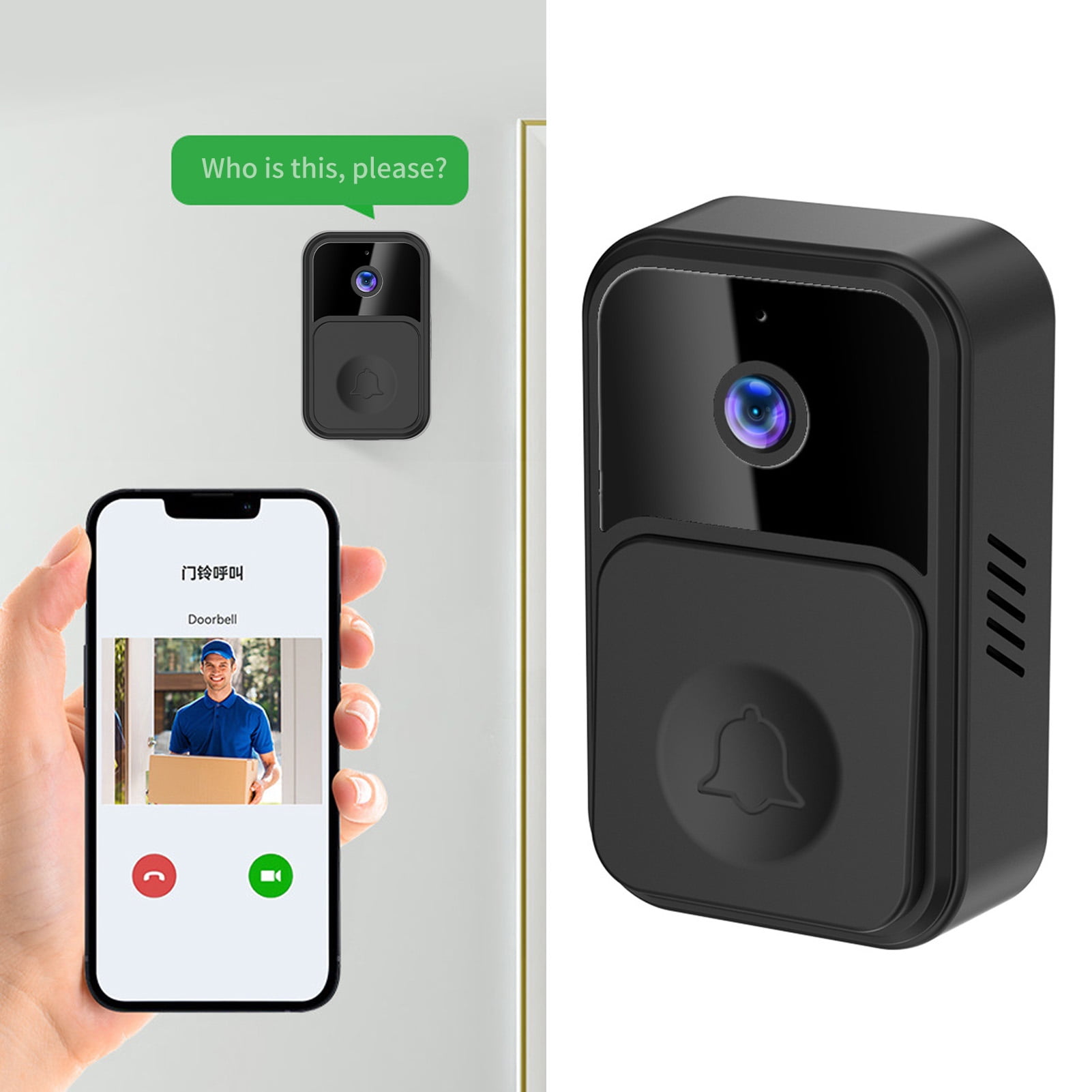 WiFi Video Doorbell Camera with 128GB Memory, HD Video Calling Smart WiFi Doorbell, 365 Days Standby, Support Voice Changing, for , for OSX