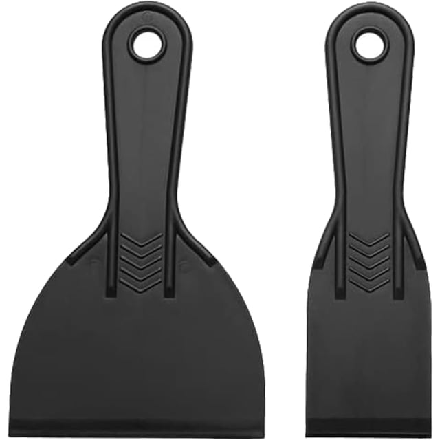 WOLMIK Putty Scrapers Set - 2 PCS Plastic Putty Scrapers Set Paint Scrapers Tools Putty Filler Scraper for Spackling Patching Decals Wallpaper Remover Sticker Car Painting Scrapers - Black