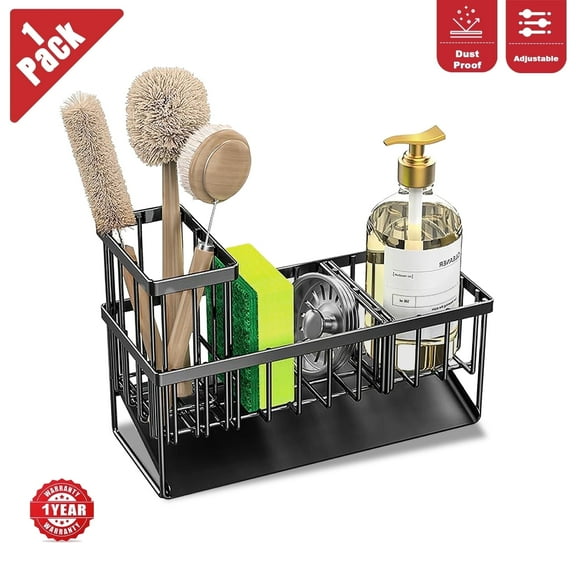 Kitchen Sink Caddy, Sponge Holder and Sink Organizer with Brush Holder