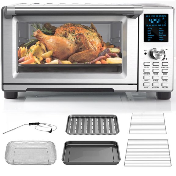 NuWave Bravo XL Oven 1800-Watt Stainless Steel Convection Oven 12-in-1 Smart Toaster Oven, Slices, Bake, Non-Stick