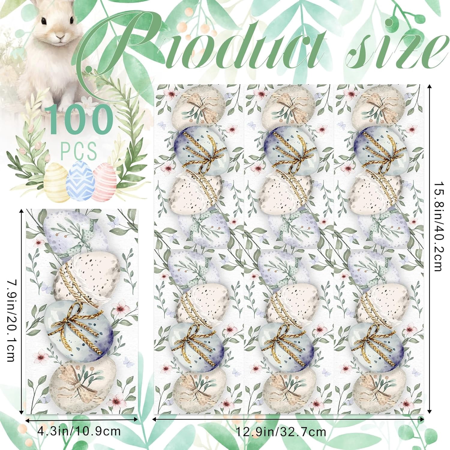 100 Pcs Easter Disposable Paper Napkins, Decorative Guest for Party Lunch Dinner Kitchen Bathroom - Easter Themed