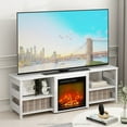 thumbnail image 3 of Furinno Classic 70 Inch TV Stand with Fireplace, White Emboss, 3 of 9