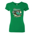 thumbnail image 2 of Wild Bobby, 1946 Vintage Ford Woody Chasing Waves Cars and Trucks Womens Slim Fit Junior Tee, Kelly, Medium, 2 of 3
