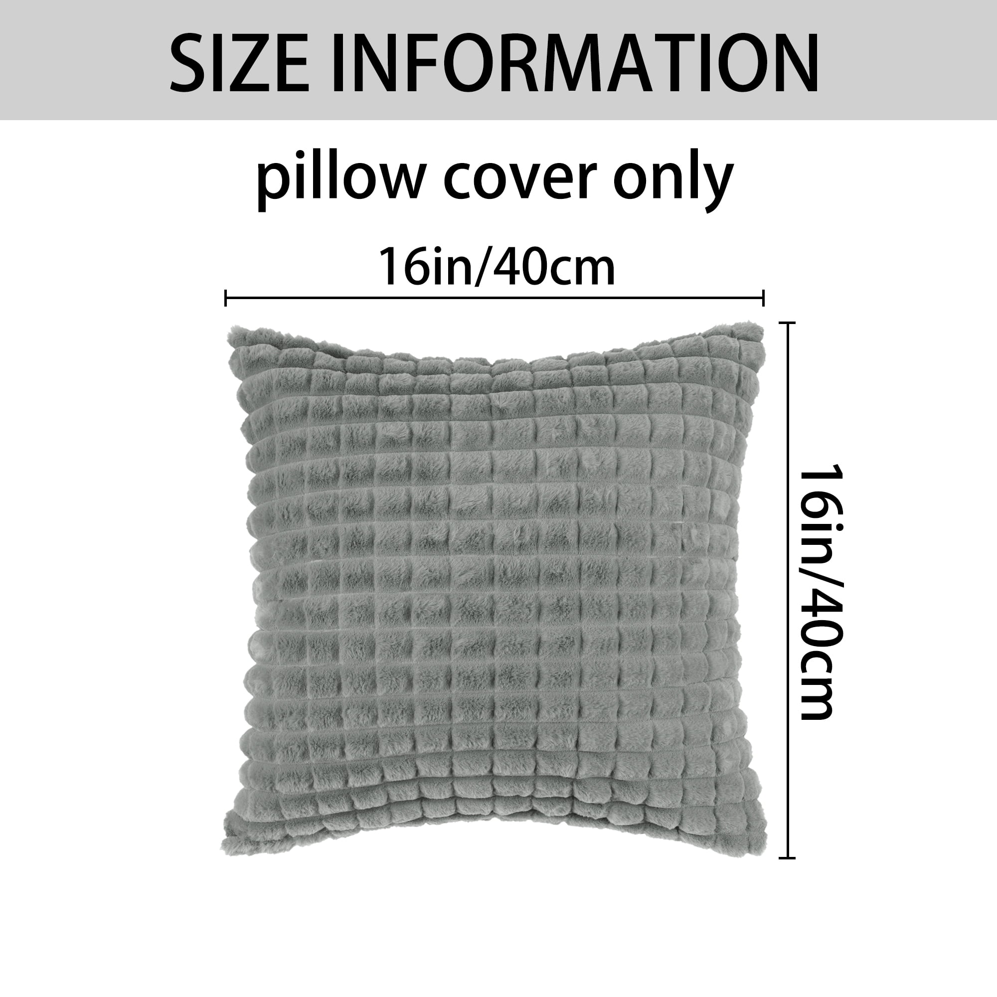 Unique Bargains 4 Pcs Checkered Faux Fur Plush Throw Pillow Covers Home Decor Pillowcases Grey 16" x 16"