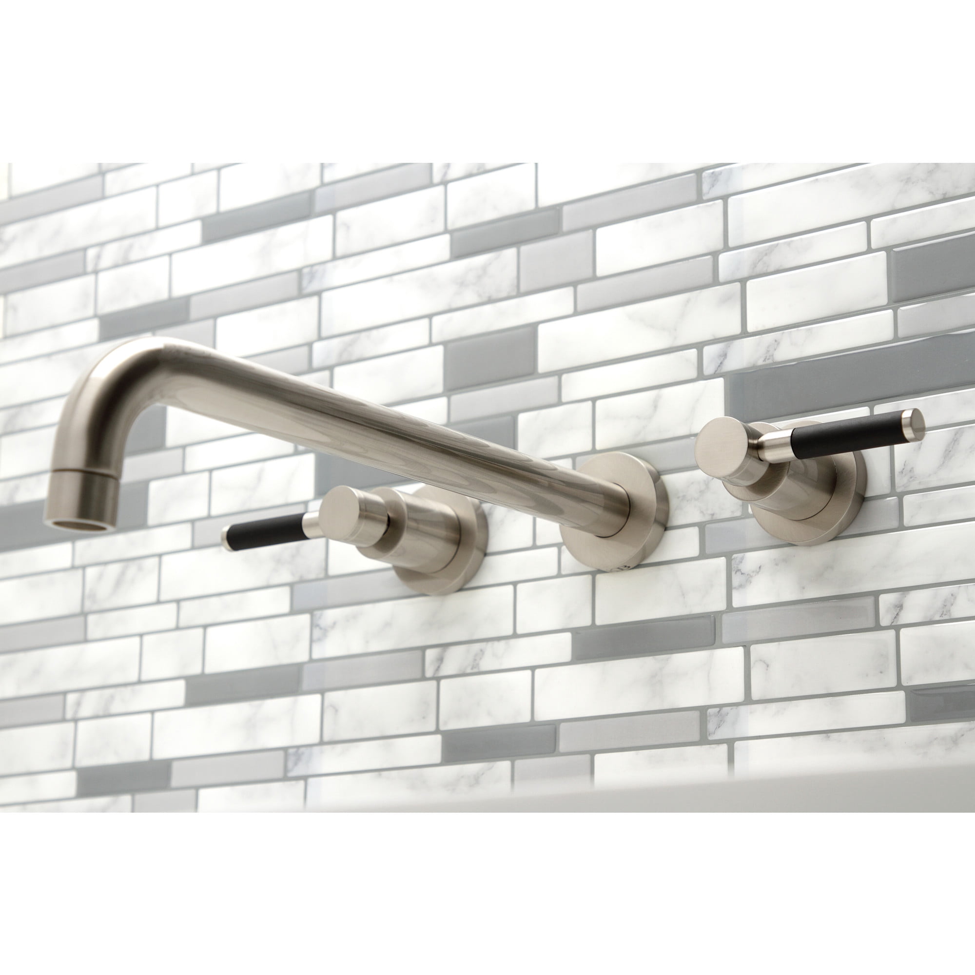 Kingston Brass KS8048DKL Kaiser Two-Handle Wall Mount Roman Tub Faucet, Brushed Nickel