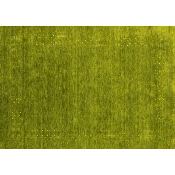 Ahgly Company Machine Washable Indoor Rectangle Abstract Yellow Contemporary Area Rugs, 2' x 3'