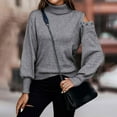 thumbnail image 4 of Lilgiuy Women Casual Solid Long Sleeve Turtle Neck Sweaters Tops,Gray,10(XL) Winter Dresses for 2022, 4 of 5