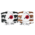 thumbnail image 1 of Japanese Emblem Map Pattern Bracelet Hand Strap Leather Rope Wristband Double Set, 1 of 3