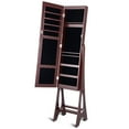 thumbnail image 2 of Giantex 12 LED Jewelry Armoire Cabinet w/Frameless Full-length Mirror, Standing Jewelry Cabinet wi/Large Storage Space, 3 Angles Adjustable (Brown), 2 of 10