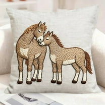 Year of The Horse Funny Print Linen Pillowcase - Sofa Cushion Cover Home Decor Cushion Case, Soft Comfortable Throw Pillow Cover for Living Room Bedroom Family Use, 17.72*17.72in, B