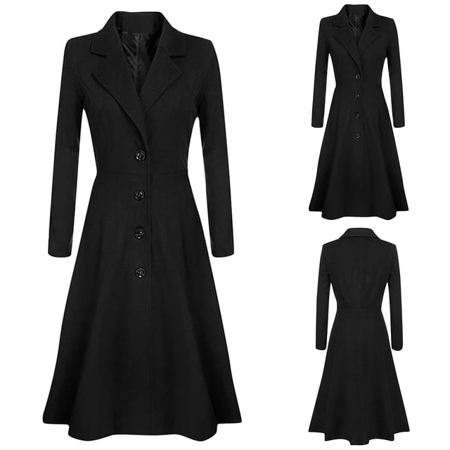 Abrigo largo con botones de solapa de invierno para mujer, chaqueta, abrigo para mujer, prendas de vestir Fridja po1432