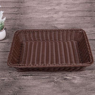 Bread And Vegetable Bin TURNTABLE LAB Bread Basket,Woven Tabletop Food Fruit Vegetables Serving Basket, Restaurant Serving,Brown ()