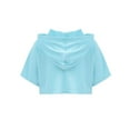 thumbnail image 2 of Hansber Kids Girls Short Sleeve Hooded Crop Top Solid Color Short Hooded Sweatshirt Stage Performance Light Blue 8, 2 of 7
