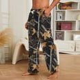 thumbnail image 5 of GrmtClth Men's Breathable Plush Loungewear Trousers Outdoor Woodland Camo Print Drawstring Waist Loose Cut Straight Leg Pants Coffee S, 5 of 6