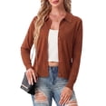 thumbnail image 5 of JWD Womens Cardigan Collared Knit Button Front Long Sleeve Sweater Top Lightweight Casual Layering Cardigan Coffee XL, 5 of 7
